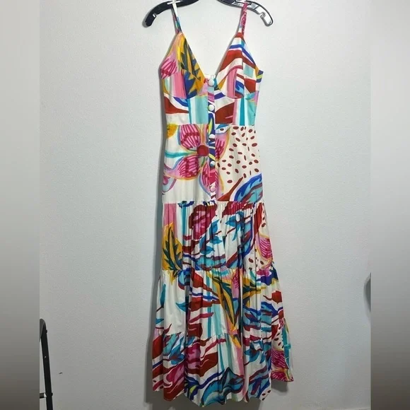 PatBo Flora Textured Tiered Flowy Maxi Dress NWT - Picture 6 of 14